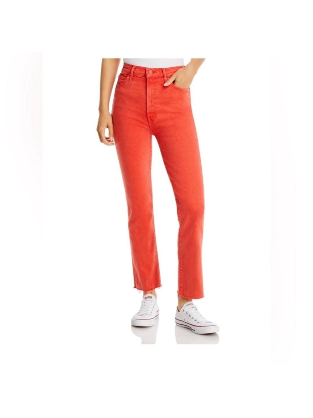 Mother jeans in Coral Red
